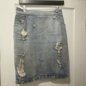 IRO distressed denim skirt